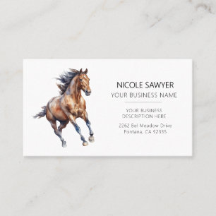 Carte De Visite Cheval Equin Professionnel Équestre Personnalisé