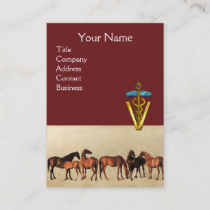 CARTE DE VISITE CHEVAL /JUMENT ET POUSSINS CADUCÉE SYMBOLE VÉTÉRIN