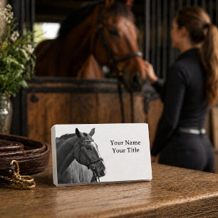 Carte De Visite Cheval moderne Equestre noir et blanc