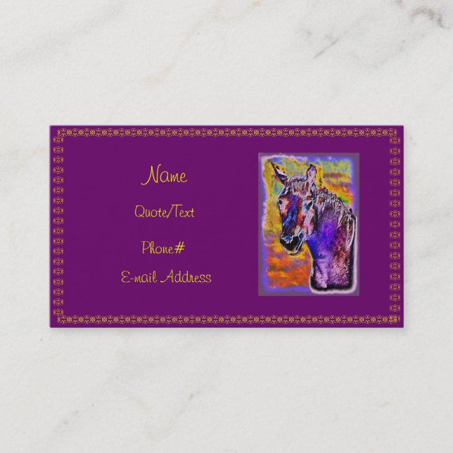 Carte De Visite Cheval multicolore pourpre (Devant)