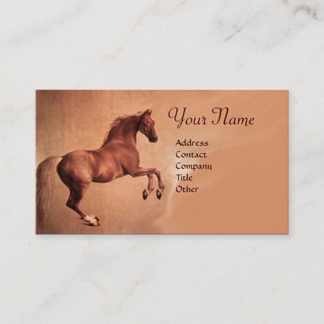 Carte De Visite CHEVAL ROUGE Monogramme Or Metallic (Devant)