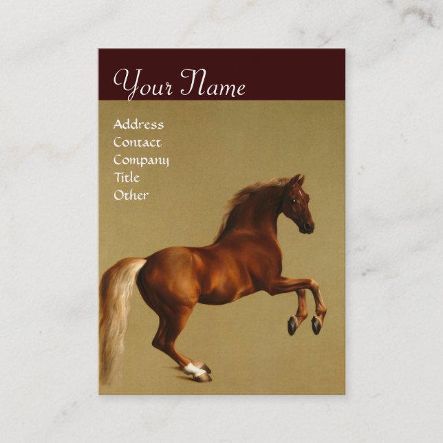 Carte De Visite CHEVAL ROUGE Monogramme Or Metallic (Devant)