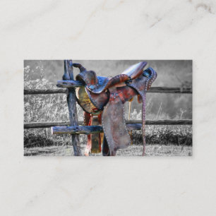 Carte De Visite Cheval Saddle Sur Corral Fence Western