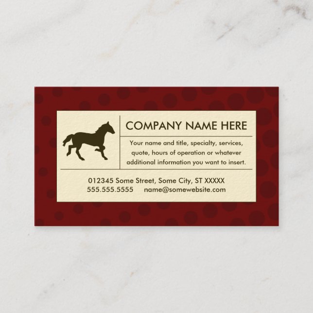 Carte De Visite cheval tramé (Devant)