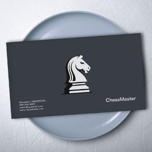 Carte De Visite Chevalier d'échecs blanc