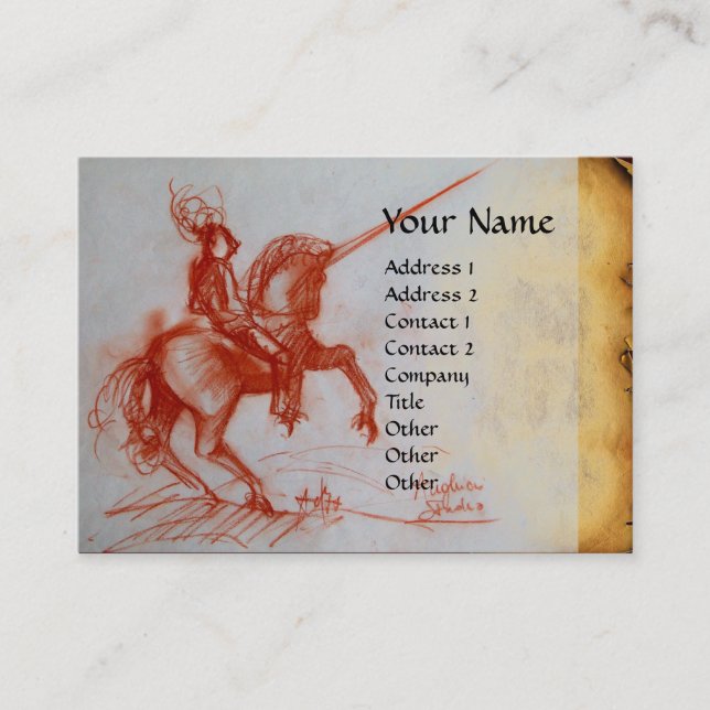 Carte De Visite CHEVALIER FLORENTIN À CHEVAL Monogramme gemme (Devant)