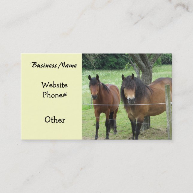 Carte De Visite Chevaux dans le Champ (Devant)