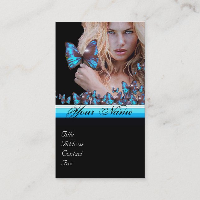 Carte De Visite CHEVEUX BLEU BEAUTY MAKEUP ARTIST monogramme (Devant)