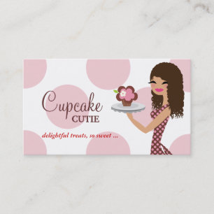 Carte De Visite Cheveux bouclés roses de Cutie de petit gâteau d
