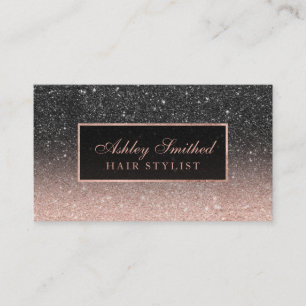 Carte De Visite Cheveux chics d'ombre de noir de rose de parties