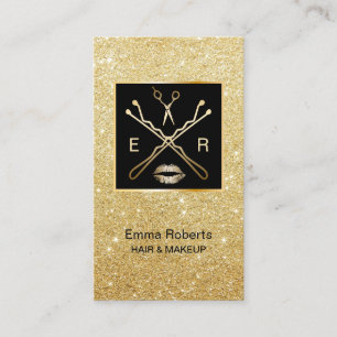 Carte De Visite Cheveux de parties scintillantes d'or et salon
