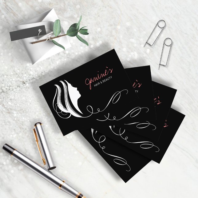 Carte De Visite Cheveux et beauté Silhouette Blanc ID873 (Créateur téléchargé)