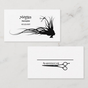 Carte De Visite Cheveux et Ciseaux Silhouette Coiffeuse Business C