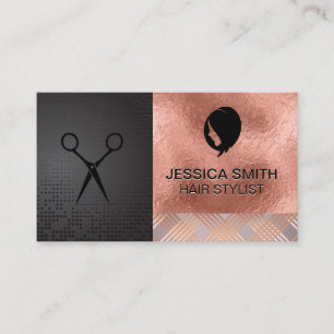 Carte De Visite Cheveux femmes Rose Foil Gold MOTIF ABSTRAIT