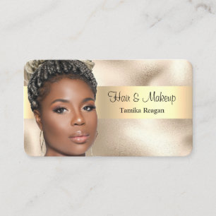 Carte De Visite Cheveux & Maquillage, Texte Noir, Votre Photo, Car