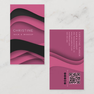 Carte De Visite Cheveux rose moderne et beauté Code Qr