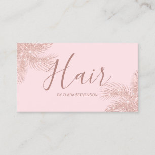 Carte De Visite Cheveux roses girly élégants de paume de rose de