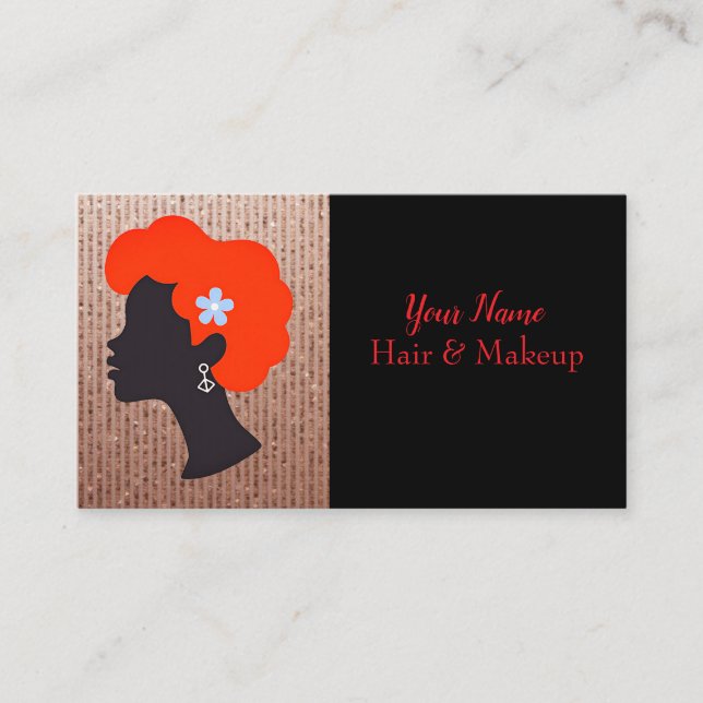Carte De Visite Cheveux Rouges Courts Et Beauté Dorée (Devant)