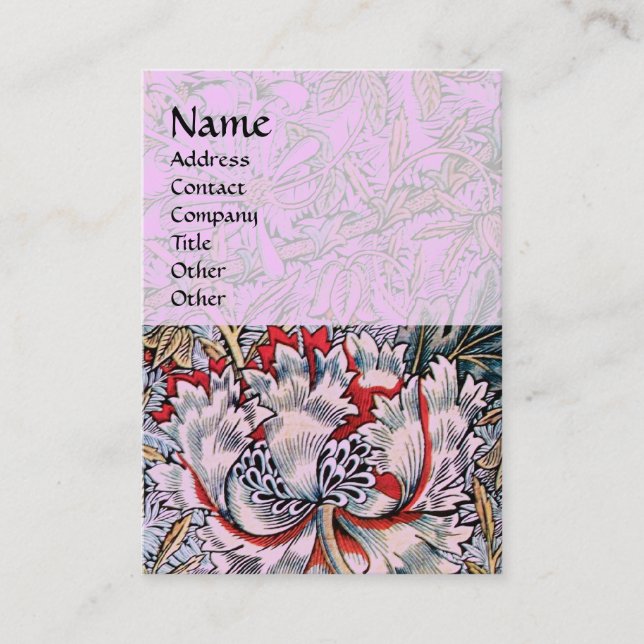 Carte De Visite CHÈVREFEUILLE , rose rouge blanc marron (Devant)