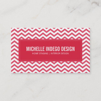 CARTE DE VISITE chevron frais motif cerisier rouge