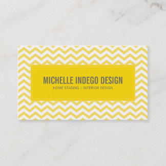 CARTE DE VISITE chevron frais motif gris jaune