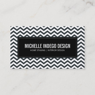 CARTE DE VISITE chevron frais motif noir blanc