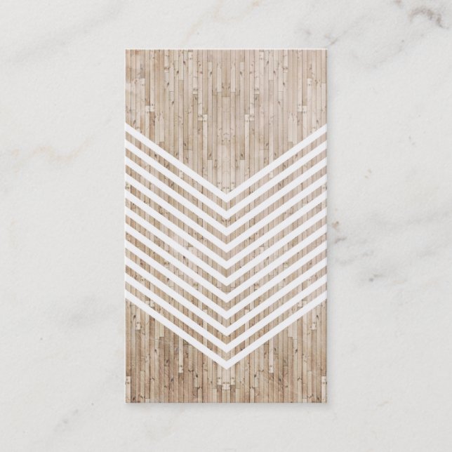 Carte De Visite Chevron minimaliste en bois (Devant)