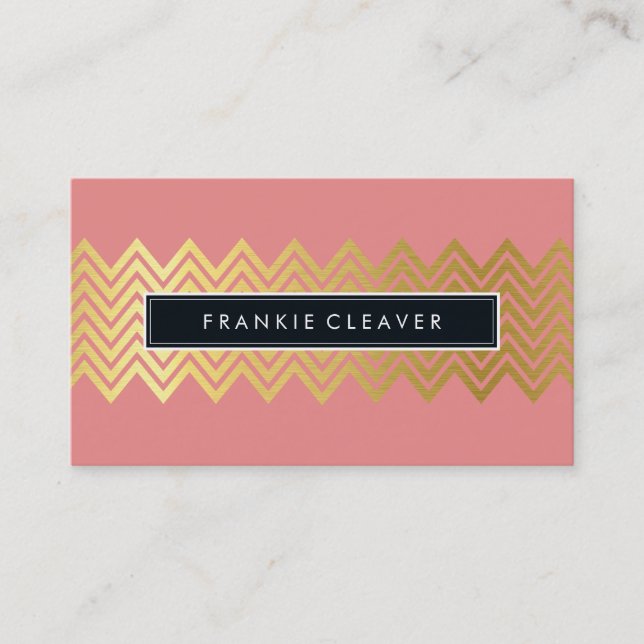 Carte De Visite CHEVRON MODERNE MOTIF corail or simple tendance (Devant)