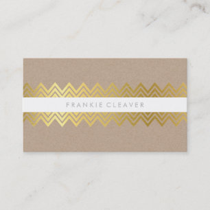 Carte De Visite CHEVRON MODERNE MOTIF kraft or simple et tendance