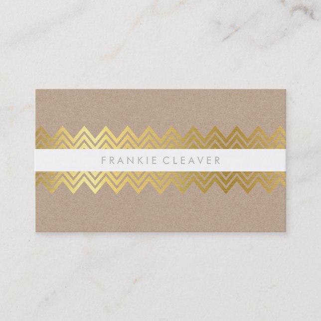 Carte De Visite CHEVRON MODERNE MOTIF kraft or simple et tendance (Devant)