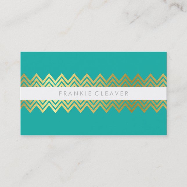 Carte De Visite CHEVRON MODERNE MOTIF or simple et tendance (Devant)