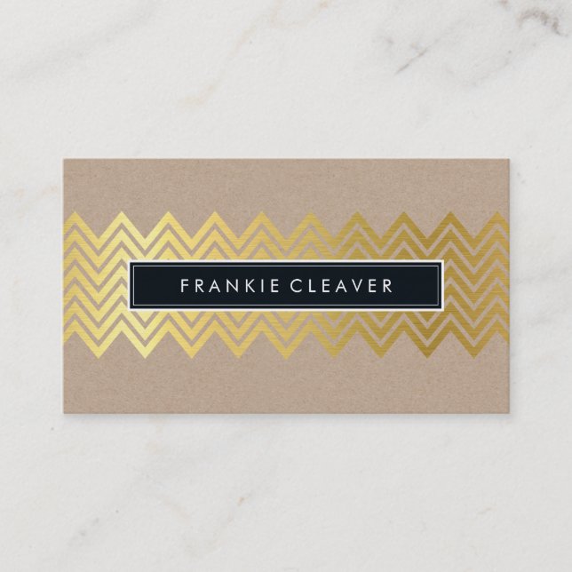 Carte De Visite CHEVRON MODERNE MOTIF or tendance kraft simple (Devant)