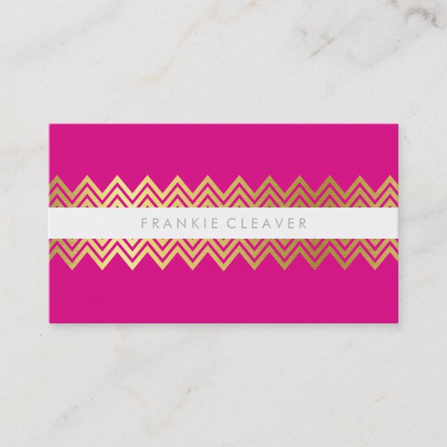 Carte De Visite CHEVRON MODERNE MOTIF tendance or simple rose chau (Devant)