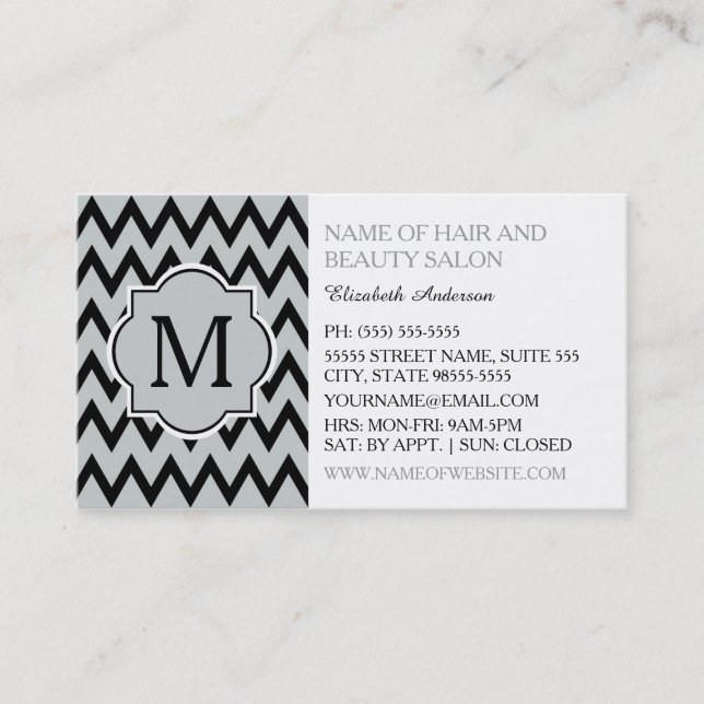Carte De Visite Chevron Monogram Hair Beauty (Devant)
