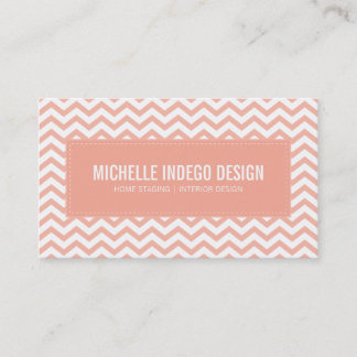 CARTE DE VISITE chevron motif corail pâle