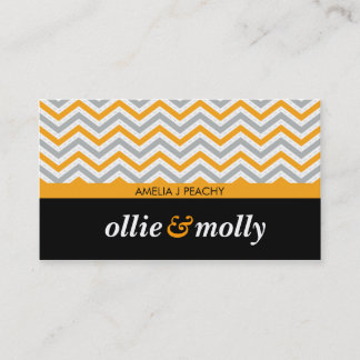 Carte De Visite chevron motif moderne grisâtre noir orange