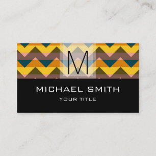 Carte De Visite Chevron Motif Moderne Monogramme noir #11