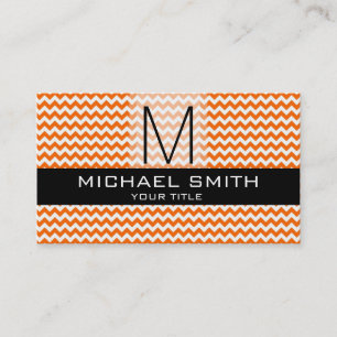 Carte De Visite Chevron Motif Noir Monogramme moderne #10