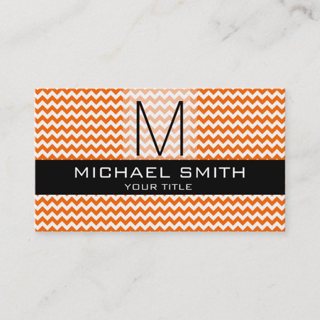 Carte De Visite Chevron Motif Noir Monogramme moderne #10 (Devant)