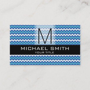Carte De Visite Chevron Motif Noir Monogramme moderne #4