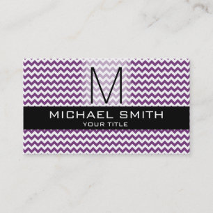 Carte De Visite Chevron Motif Noir Monogramme moderne #6