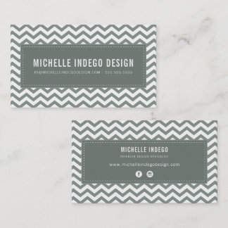 Carte De Visite CHEVRON MOTIF preppy cool moderne gris gris