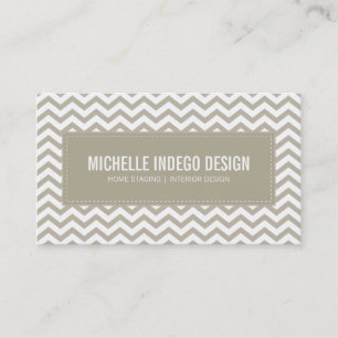 CARTE DE VISITE chevron motif taupe