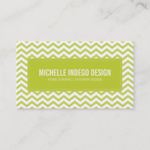 CARTE DE VISITE chevron motif vert citron
