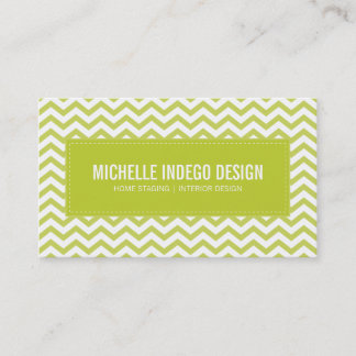 CARTE DE VISITE chevron motif vert citron