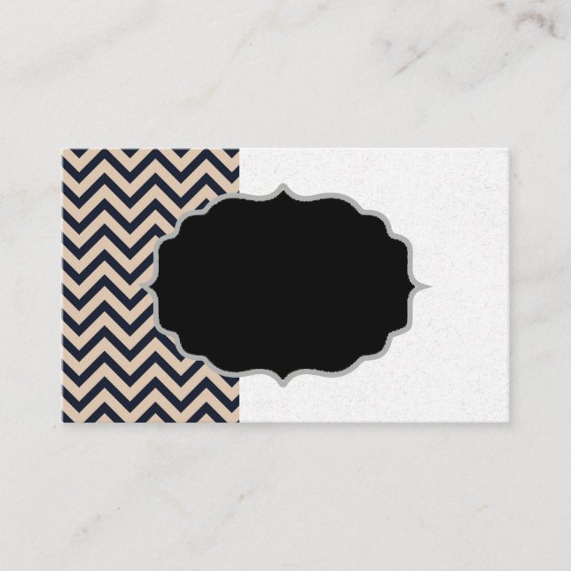 Carte de visite Chevron Noir/Beige (Devant)