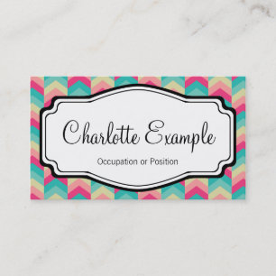 Carte De Visite Chevron personnel rose Turquoise