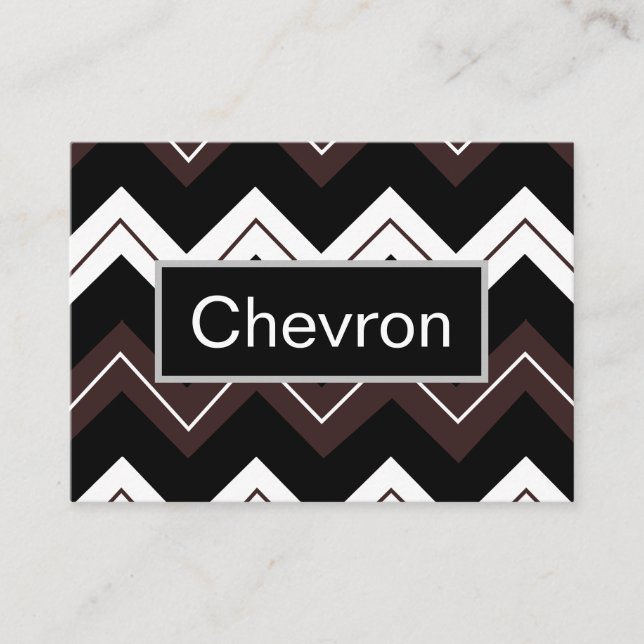 Carte De Visite Chevron rayé noir blanc marron  (Devant)