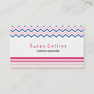 Carte De Visite Chevron rayé propre mode rose simple