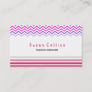 Carte De Visite Chevron rayé propre mode rose simple